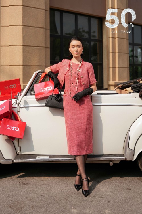 Red Tweed Sleeveless Dress