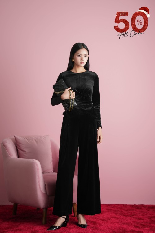 Black Velvet Loose Pants