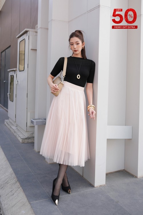 Begie Mesh Flared Skirt