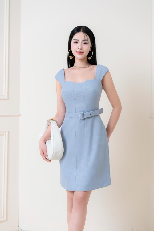 Light Blue Mini Raw Dress