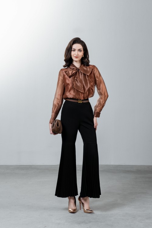 Black Flared Woven Pants