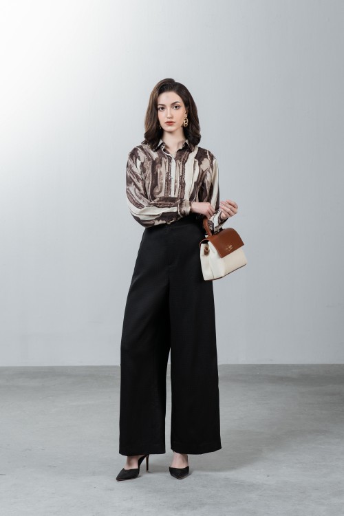 Black Wide Leg Woven Pants