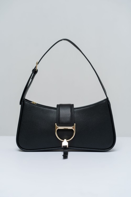 Black Leather Baguette Bag