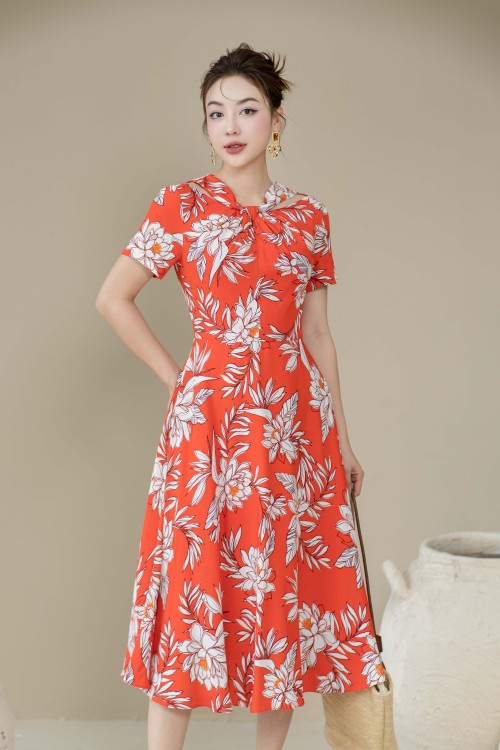 Floral Woven Midi Dress