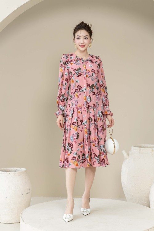 Floral Midi Chiffon Dress 2