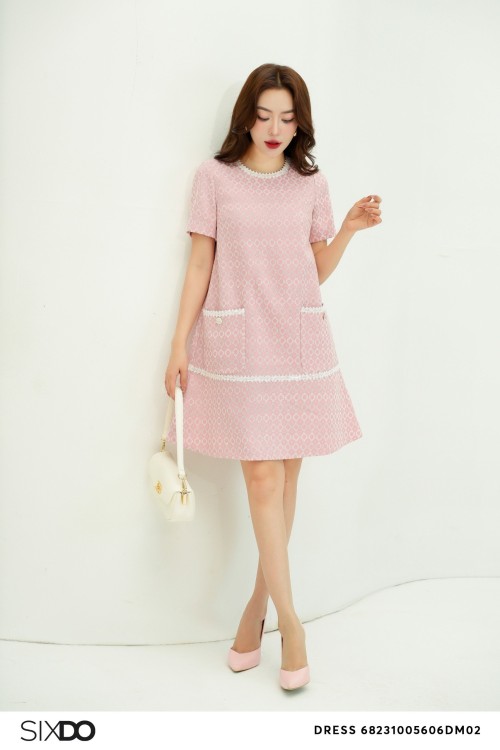 Sixdo Light Pink Floral Mini Woven Dress