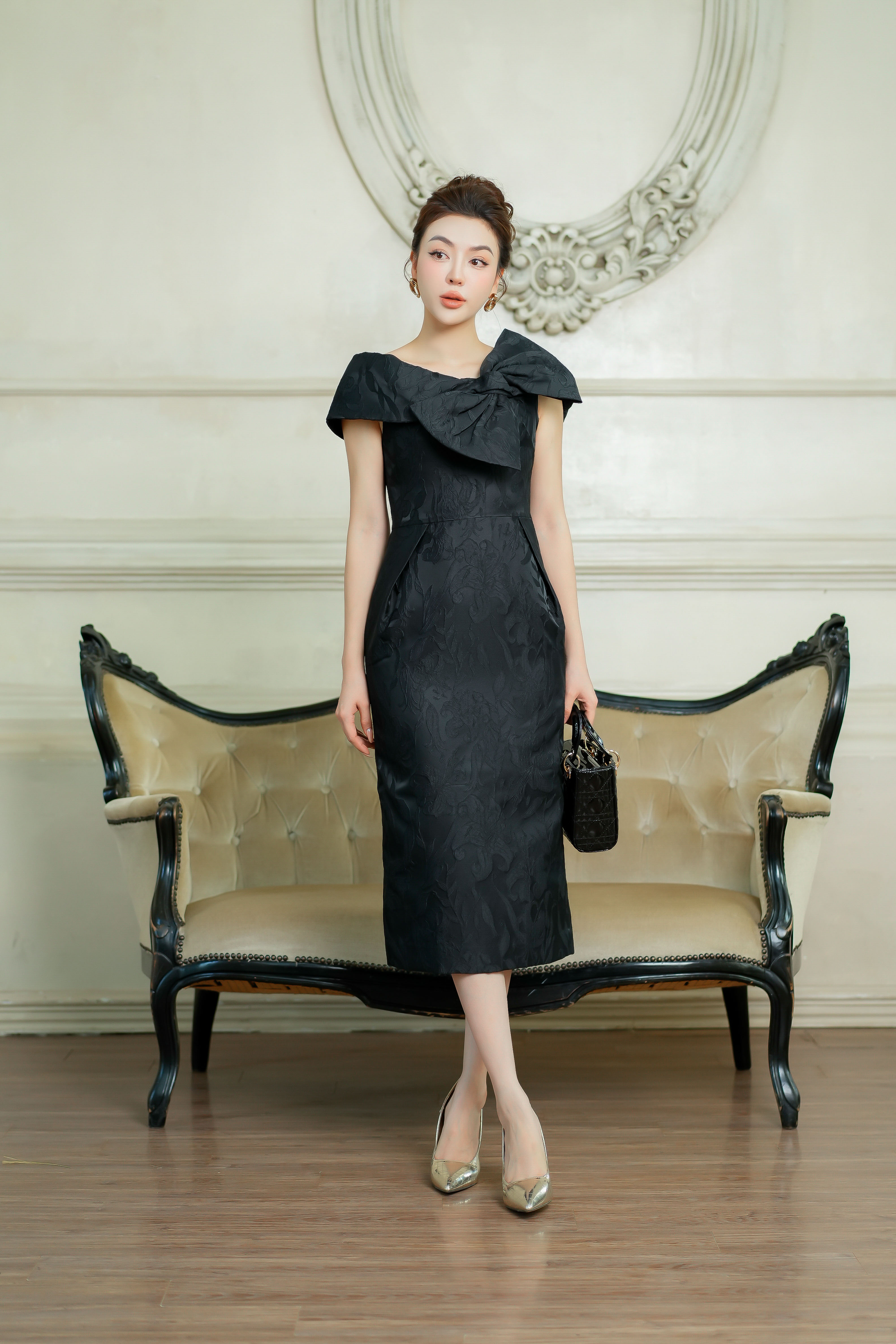 navy blue dress women Anela Asymmetric Midi Dress - Navy