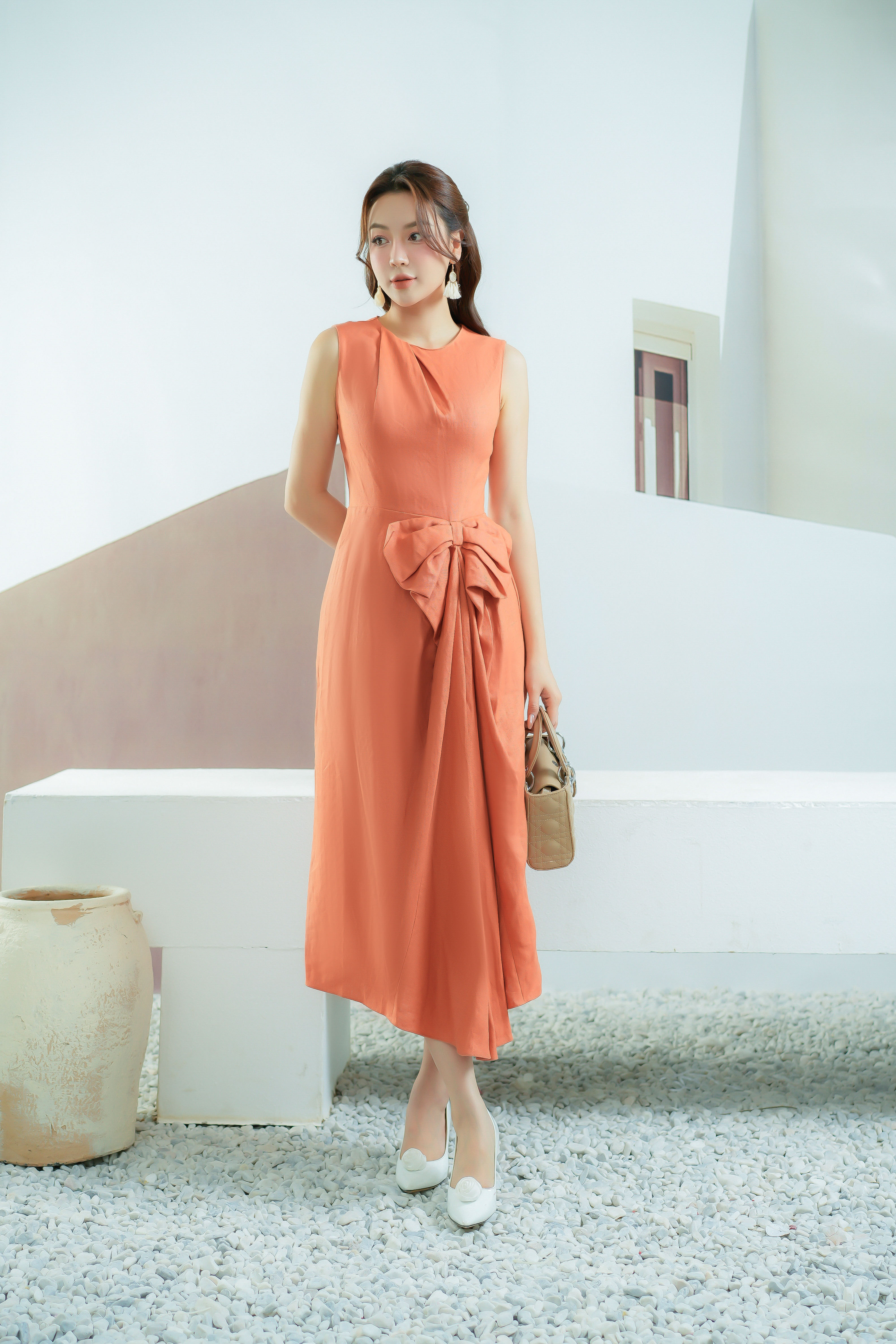 salmon orange dress Salmon Satin Strapless Dress - Occasion Ready, XS Ellae Lisque - Elegant Dress for Events