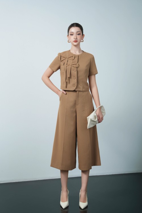 Brown Raw Culottes