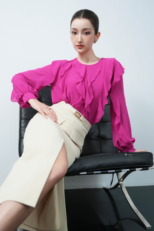 Dark Magenta Chiffon Blouse