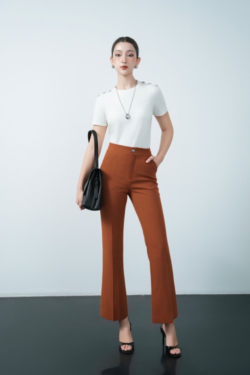 Ochre Woven Flared Pants