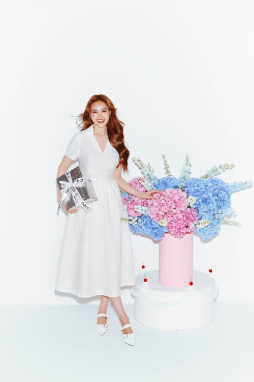 White Brocade Flared Dress