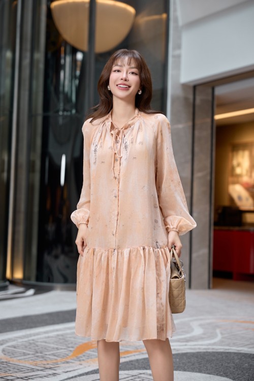 Sixdo Salmon Voile Loose Dress