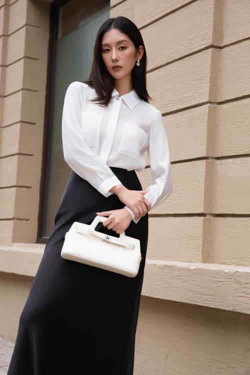 White Long Sleeves Organza Shirt