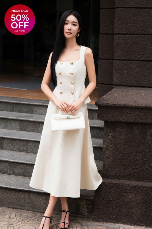 Dark Cream Raw Flared Skirt
