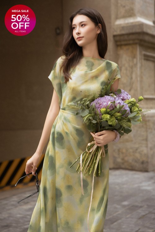 Cyan Voile Flared Dress