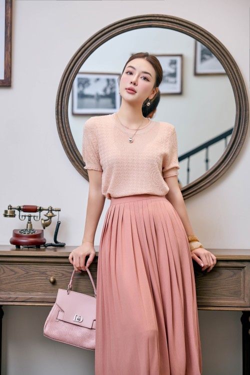 Salmon Knit Blouse