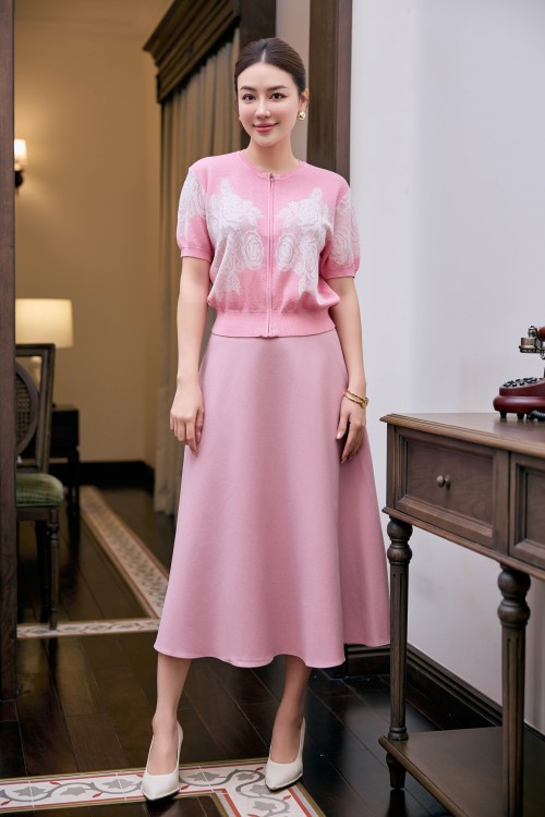 Mauve Woven Flared Skirt
