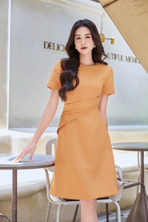 Orange Woven Mini Dress
