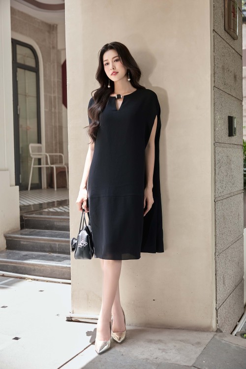 Black Woven Loose Dress