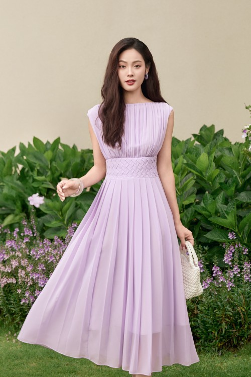 Light Purple Chiffon Flared Skirt
