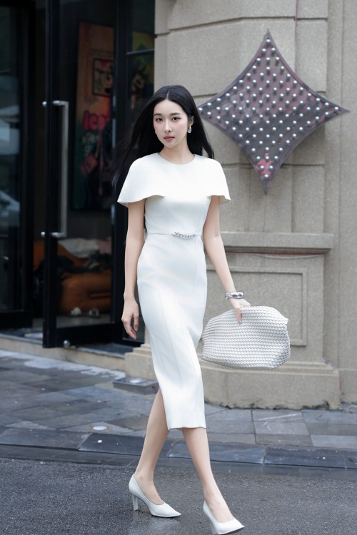 Cream Raw Pencil Dress