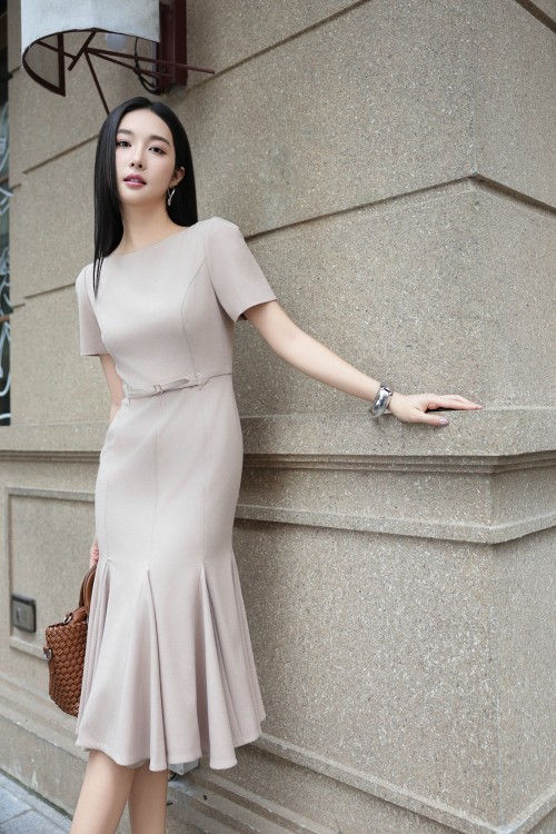Dark Beige Woven Mermaid Dress