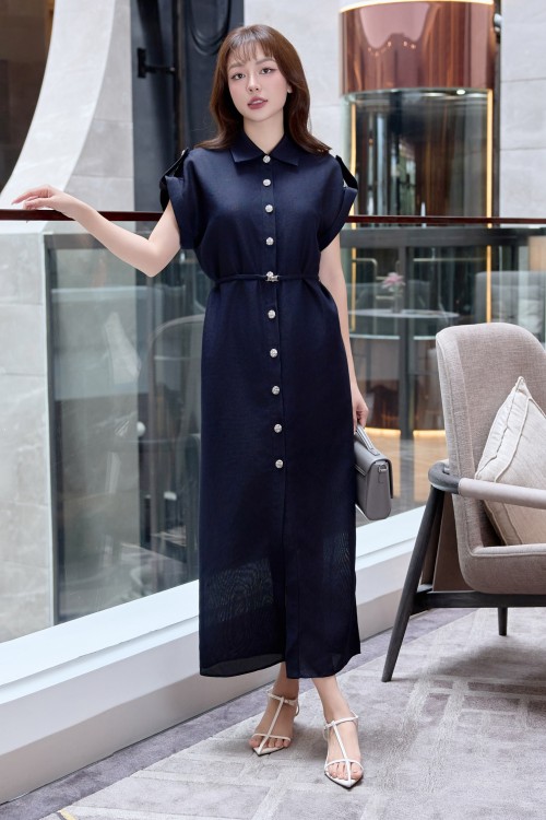 Dark Navy Woven Loose Dress