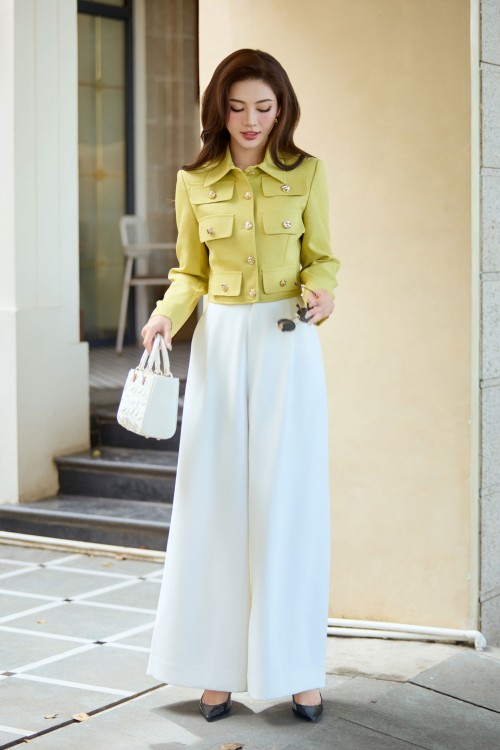 White Woven Loose Pants