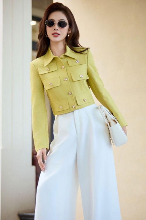 Cyan Cropped Raw Vest