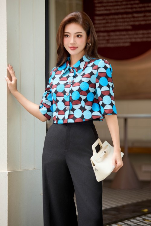 Brown Blue Geomitric Raw Vest