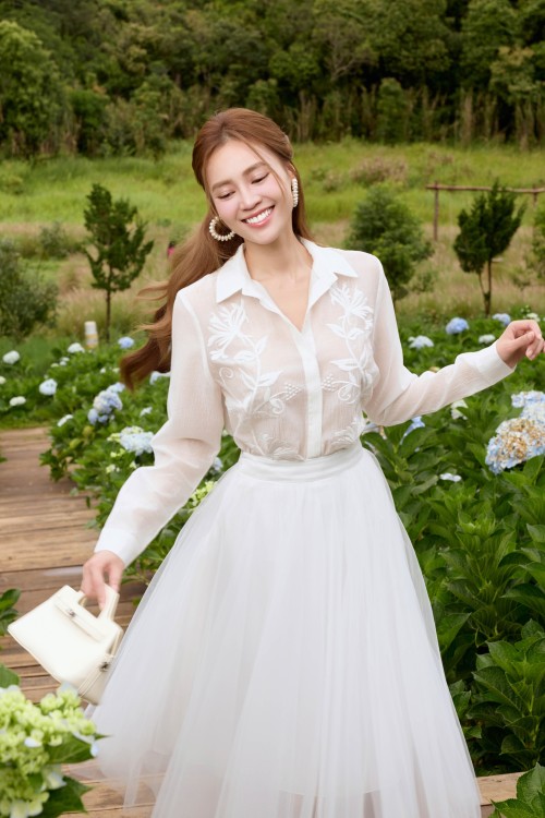 White Floral Organza Shirt