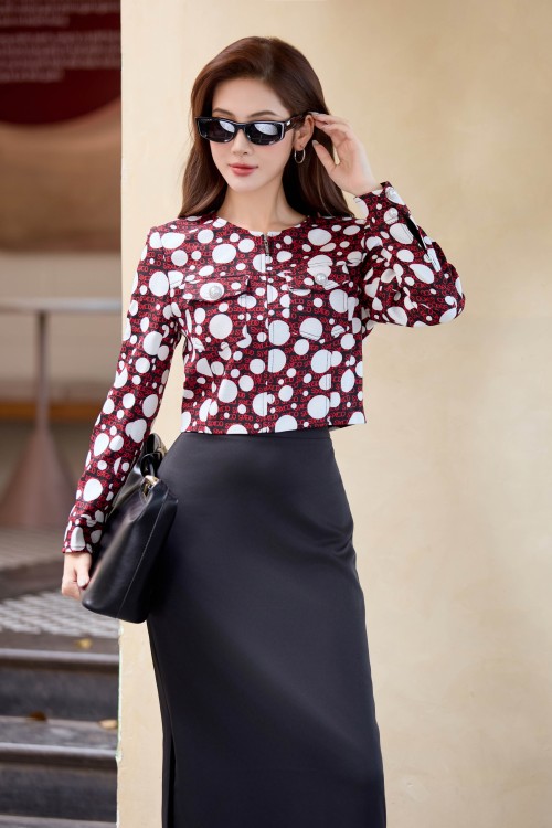 Black With White Polka Dot Raw Vest