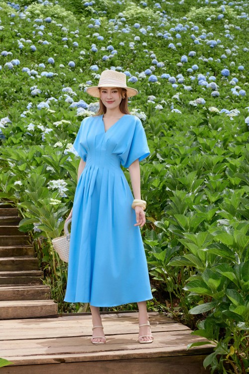 Blue Tuytsi Flared Dress