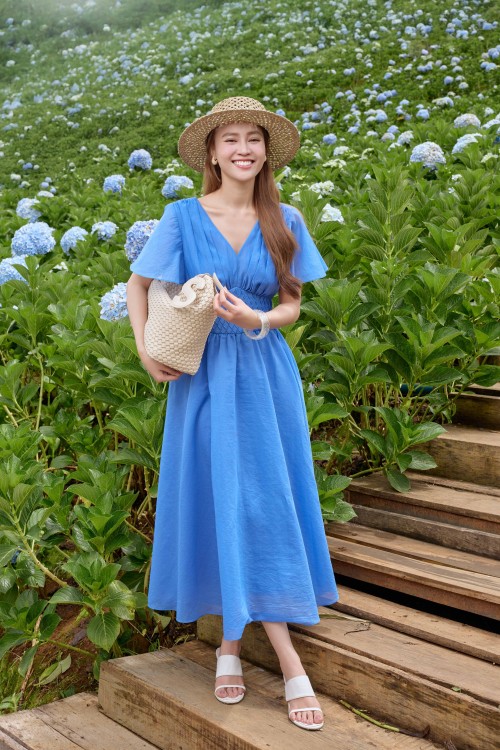 Ocean Organza Flared Dress