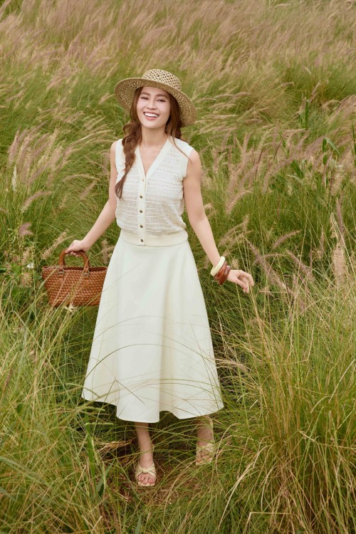 Cream Tuytsi Flared Skirt