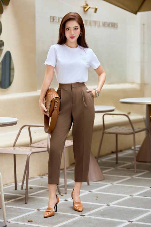 Dark Brown Woven Baggy Pants