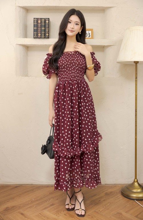 Polka Dot Midi Voile Dress 1