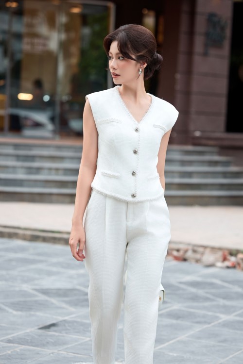 White Woven Waistcoat