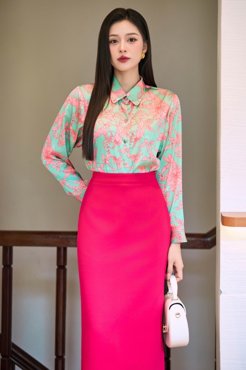 Mint Floral Silk Shirt