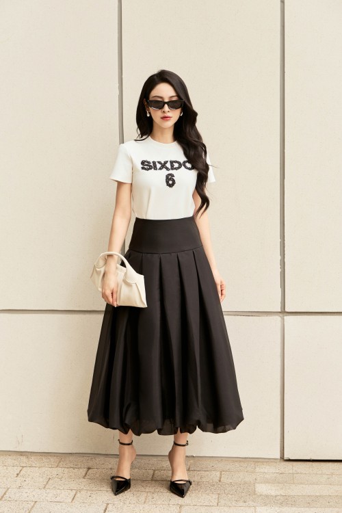 Black Organza Flared Skirt