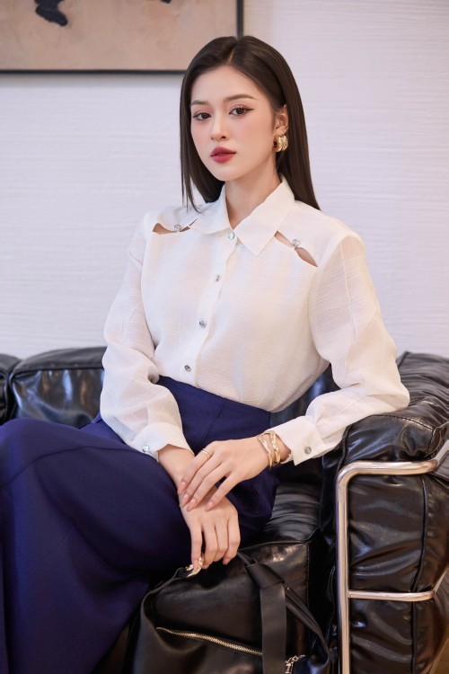 White Long Sleeves Organza Shirt