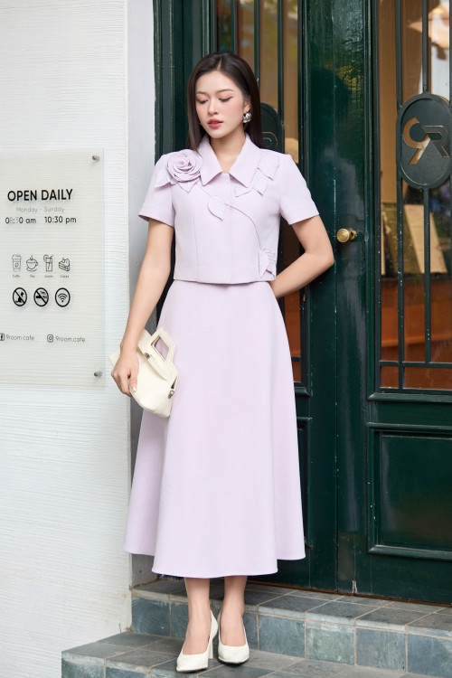 Light Murrey Woven Flared Skirt