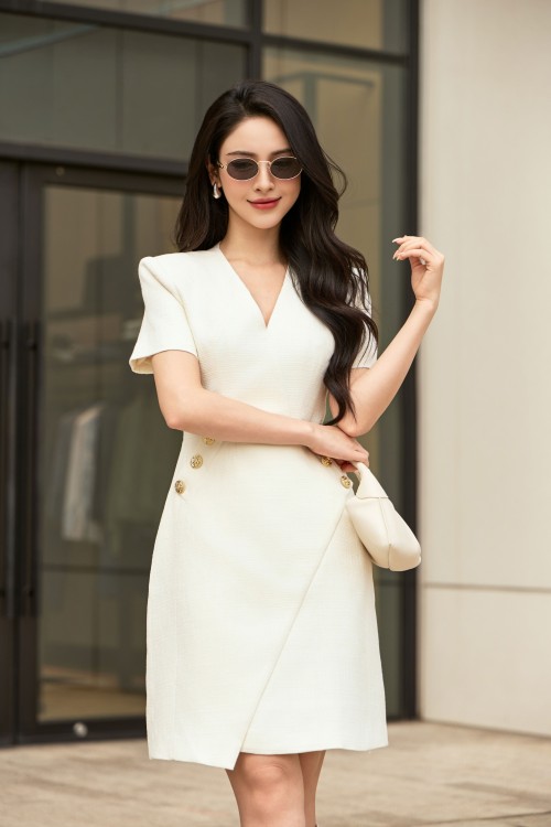 Cream Tweed Mini Dress