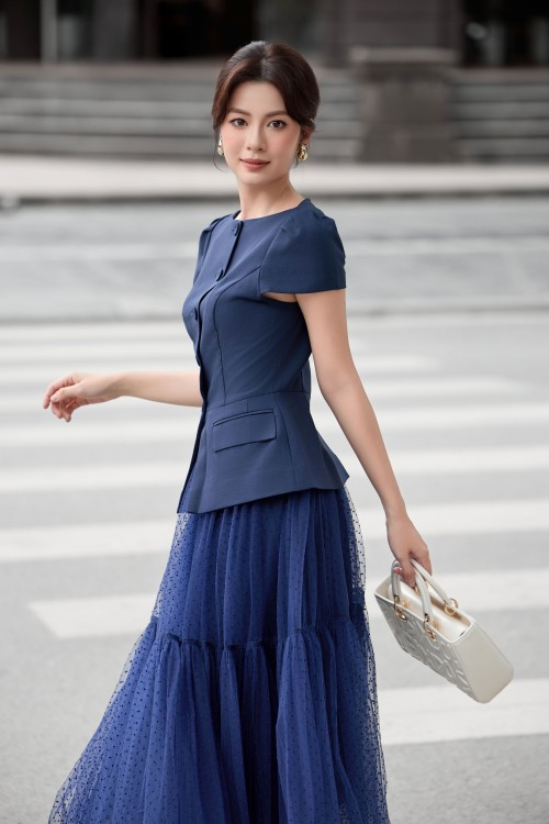 Navy Woven Blouse