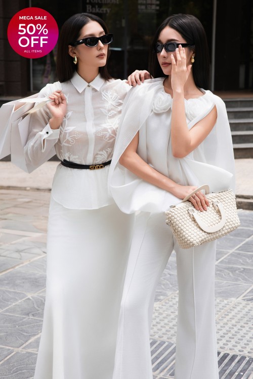 Beige Woven Flared Skirt