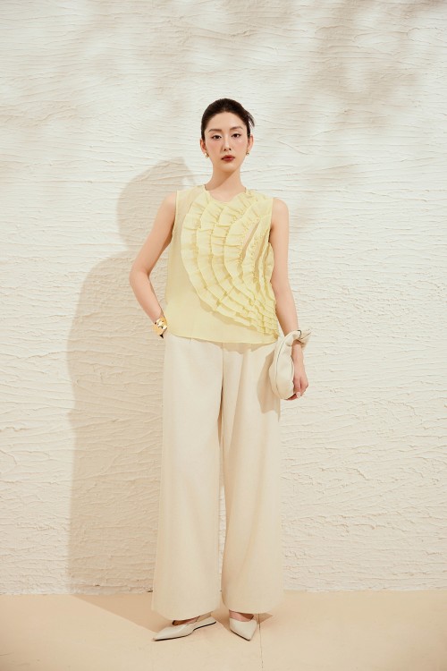 White Woven Loose Pants