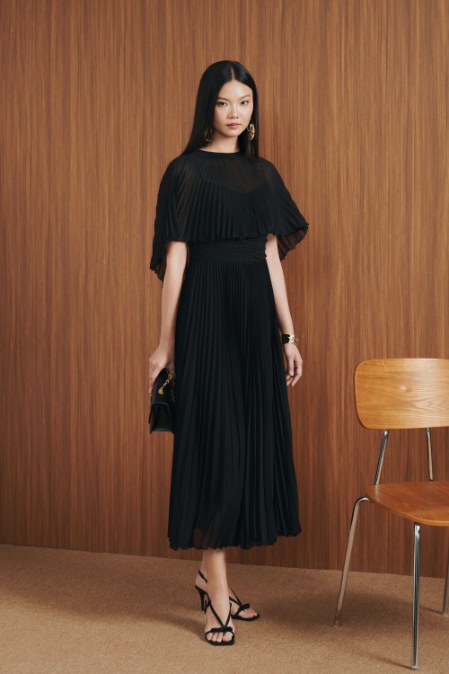 Black Voile Flared Dress