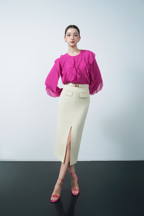 Sixdo Dark Magenta Chiffon Blouse