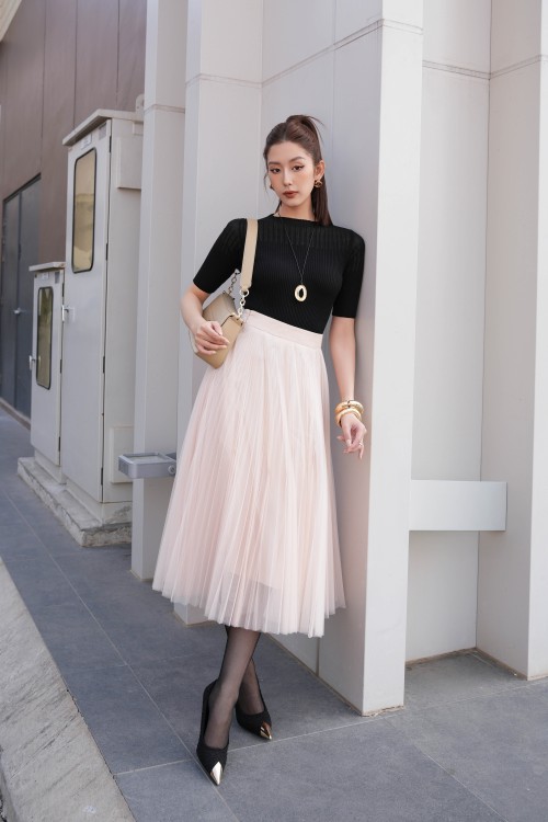 Begie Mesh Flared Skirt